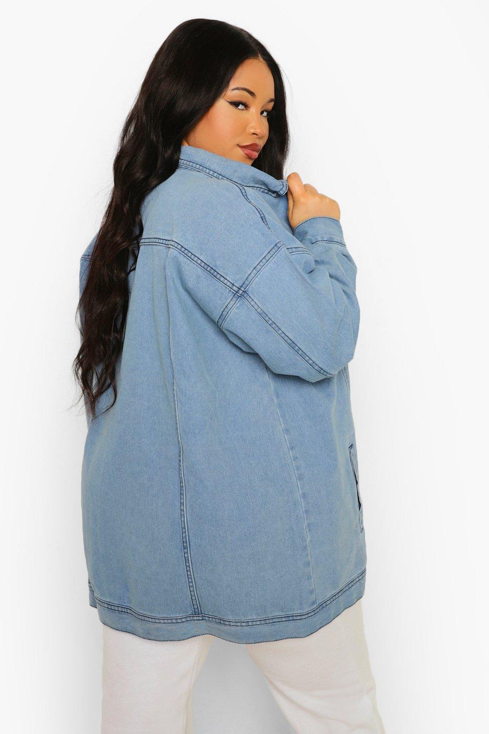 Longline denim jacket plus on sale size